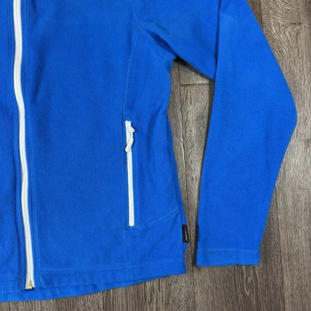 Helly Hansen Fleece Jacket Men Large Blue Full Zip HH Logo Polartec Collar M